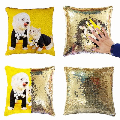 Personalized Sequin Pillow Photo Gift Pet Dog Custom Pillow